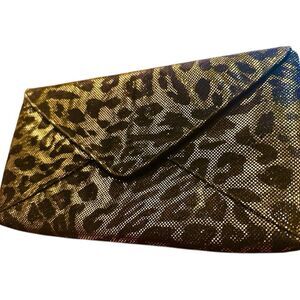 Chic Gold & Black Leopard Print Evening Clutch – Glam Statement Bag